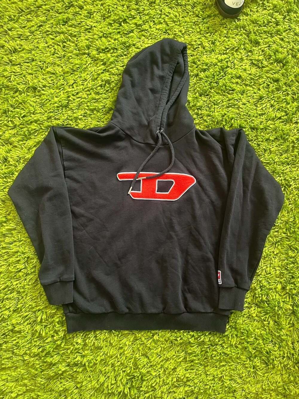 Diesel S-Division-D Black Cotton Logo Hoodie Size L